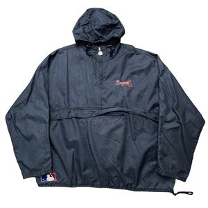 Logo Athletic MLB Atlanta Braves Windbreaker Jacket 3XL Pullover Zip Blue VTG